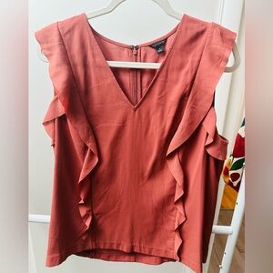 Ann Taylor Terracotta Ruffled Blouse